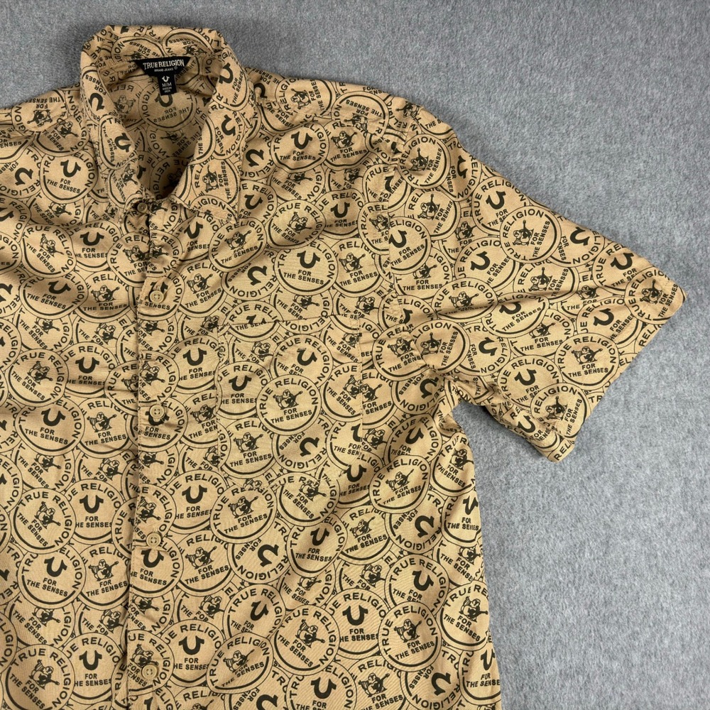 True Religion Camp Collar Resort Shirt Mens M Viscose AOP Hawaiian